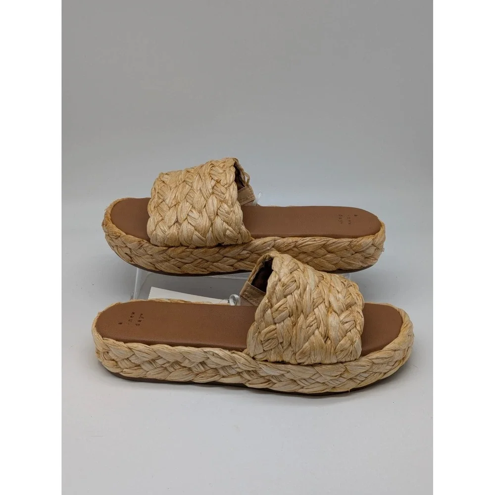 A New Day Casey Raffia Platform Slide Sandals Beige Women's Size 9.5 NWT